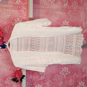White Lace Knit Cardigan